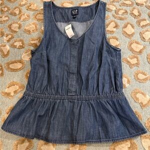 GAP Women's Sleeveless Blue Denim Blouse